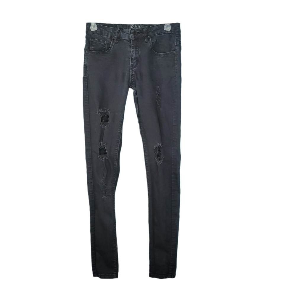 Ci Sono Distressed Black Stretch Skinny Jeans Women's Size 1 (25)